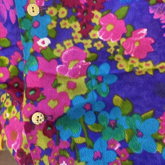 Vintage 60s Barkcloth Hawaiian Honeymoon Set Maxi Dress & Men's Shirt Purple L M - Picture 10 of 10